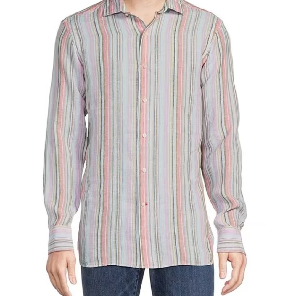 Cremieux French Linen mens medium button down shirt.